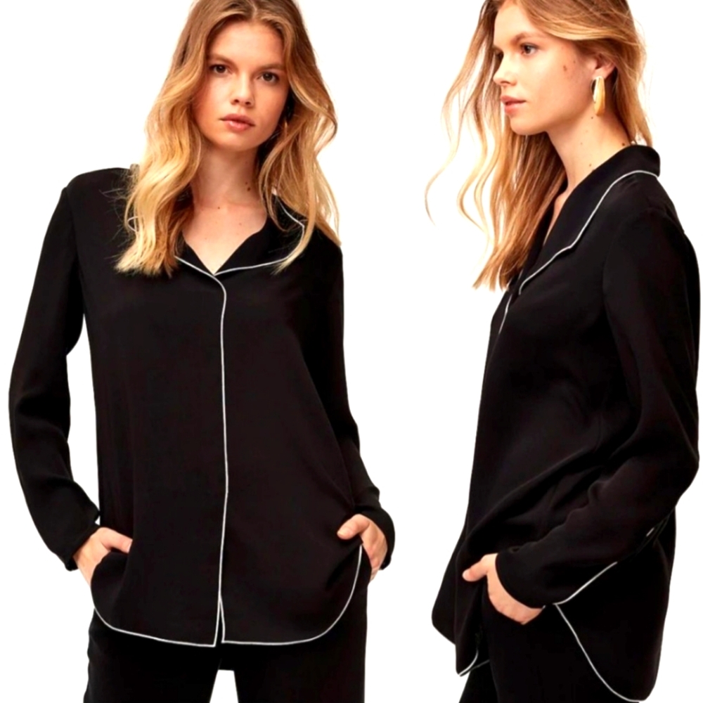 Aritzia Babaton Rena Satin Blouse Size Large